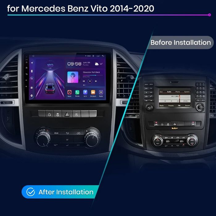 Rádio 10" android Mercedes Vito w447 2/32GB CARPLAY WIFI GPS Novo