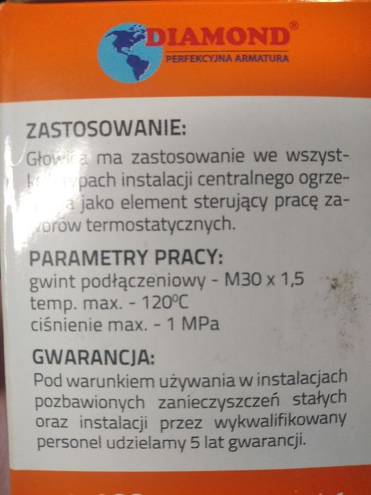 Głowica termostatyczna Diamont nowa