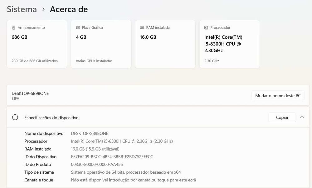 Portátil Gaming Lenovo Legion|i5-8300H | 16GB RAM|GTX - 1050 4GB|686GB