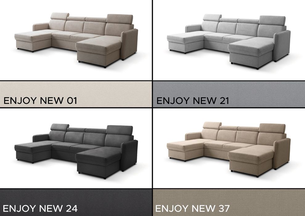 Narożnik BARCELO SYSTEM 282x165 - funkcja spania, 2 pojemniki, ruchome zagłówki