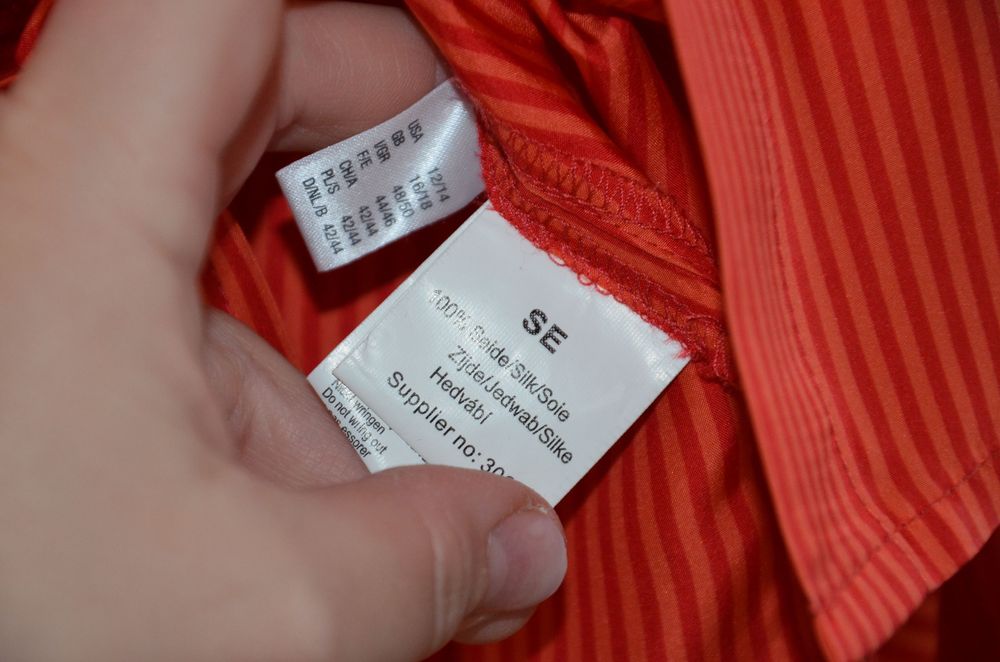 piękna koszula 100% Silk jedwab 42/44 czerwono-pomarańczowa