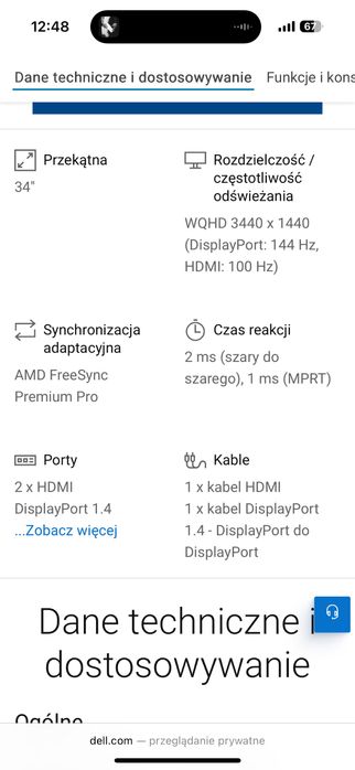 Monitor Dell S3422DWG