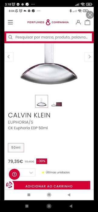 Perfume euphoria Calvin Klein de 50ml