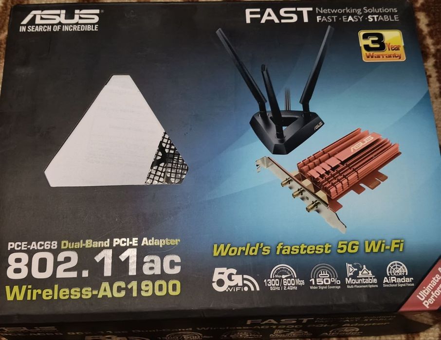 ASUS PCE-AC68 AC1900 Wi-Fi адаптер PCI-E двочастотний