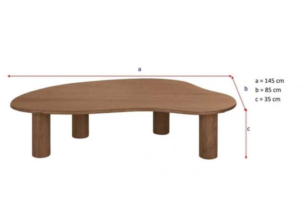 Mesa de centro orgânica em madeira acácia