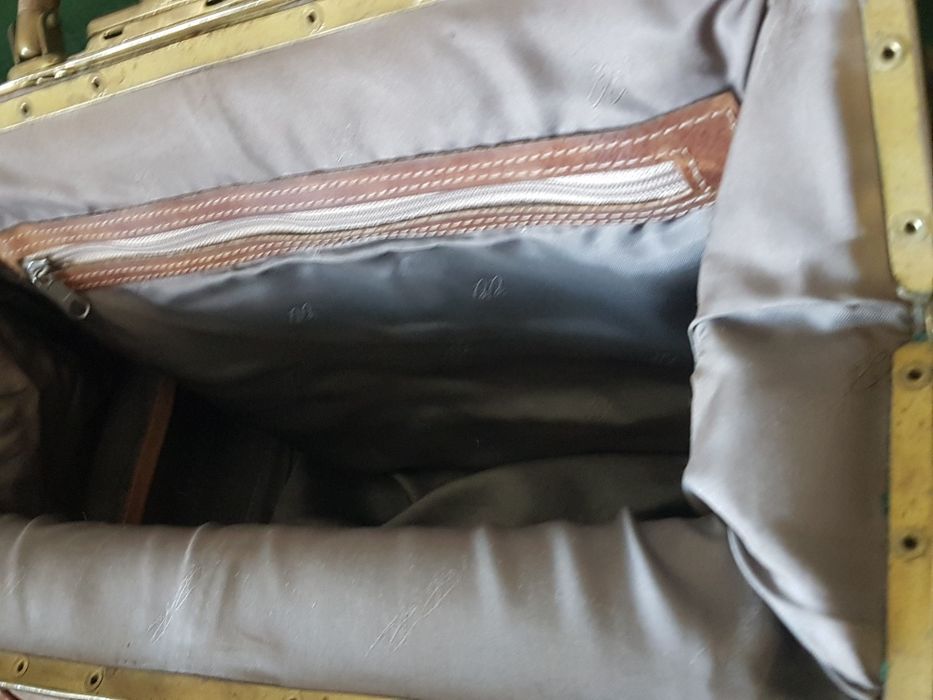 Torba lekarska, podróżna skóra,  real vintage antyk