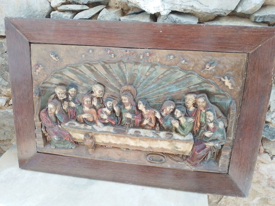 Quadro Antigo Vintage " Última ceia de Cristo"