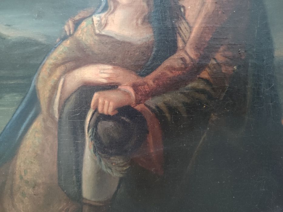 Piękny obraz olejny scena rodzajowa, polecam