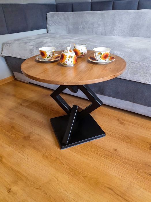 Stolik kawowy | Dąb + stal | Loft
