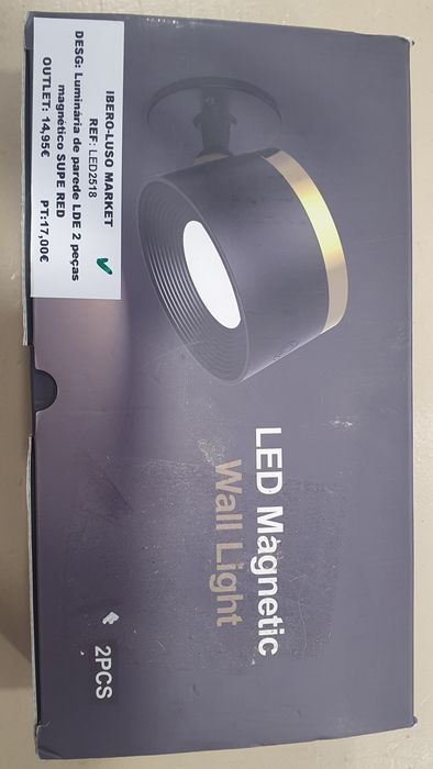 Luzes de parede led magnético 2 unidades varias cores de luz com comando