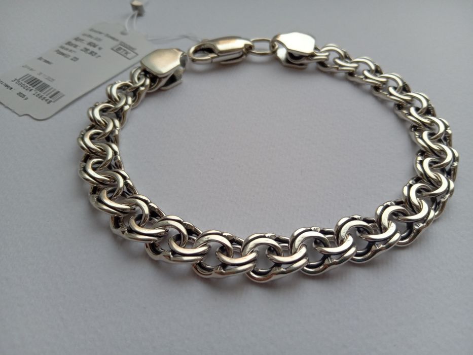 Массивный мужской серебряный браслет Бисмарк с чернением 20 21 22 23 с