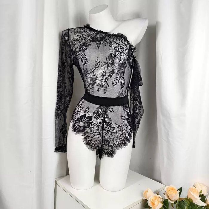 Кружевной спальный домашний боди комплект парео эротический