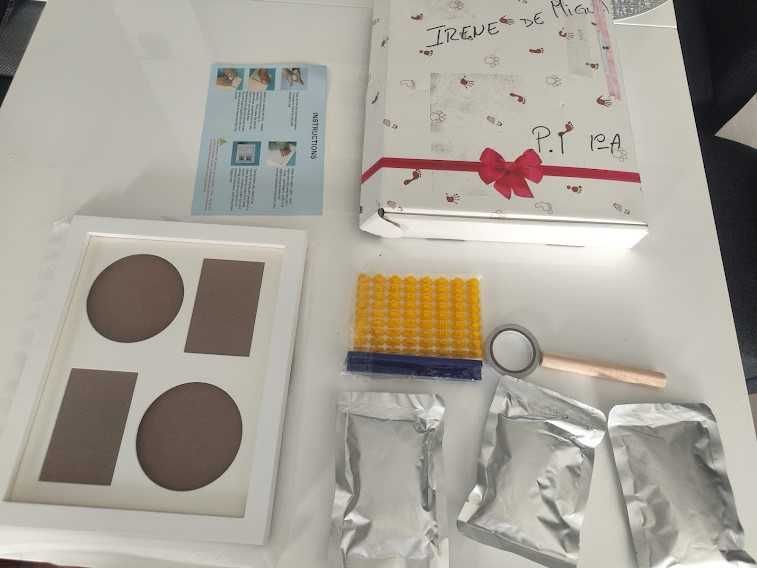 Viesap Odcisk dłoni i stopy dziecka, zestaw do odciskania gipsu  ramka