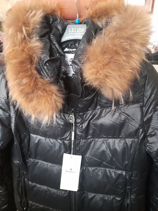 Kurtka puchowa  nowa z naturalnym obszyciem Xl