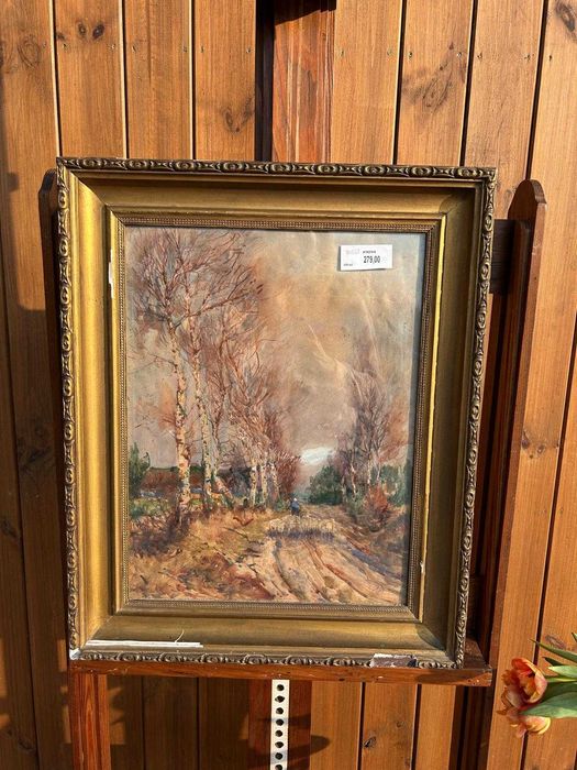 Obraz, pejzaż z pasterzem i stadem owiec #9094 Stylowy Węgrów