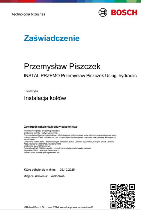 Usługi hydrauliczne i gazowe Hydraulik Gazownik INSTAL PRZEMO