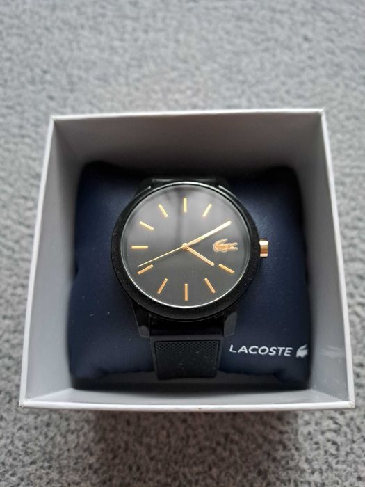 Zegarek Lacoste czarny unisex + złote akcenty (Oryginalne pudełko)