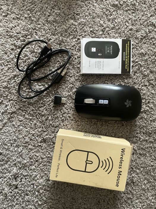 HOTLIFE Bezprzewodowa mysz z akumulatorem i mini odbiornikiem USB LED