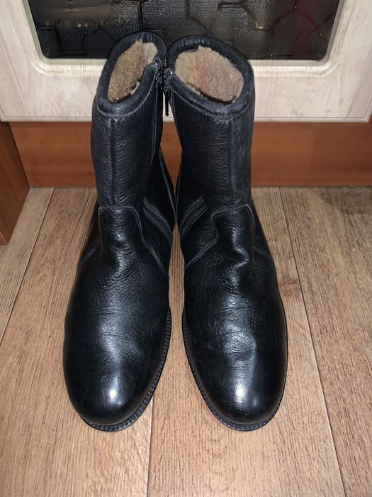 Ботинки кожаные цигейка