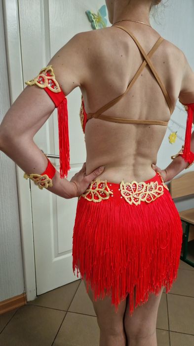 Плаття для бальних танців неоново помаранчева Латина турнірне — XS-S,