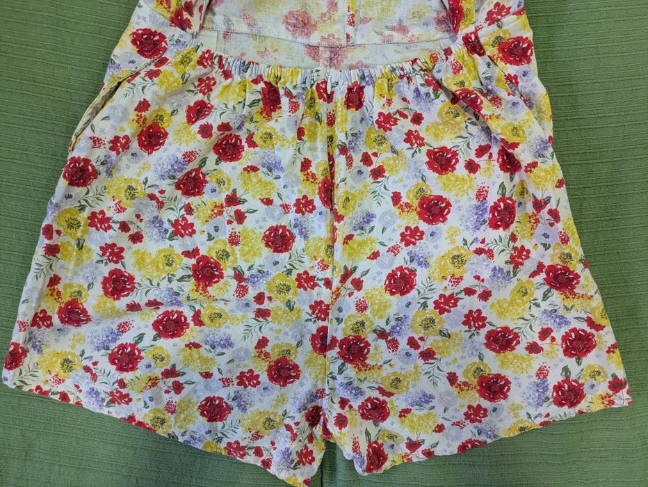 Macacão Floral de Linho Springfield, Tamanho 40