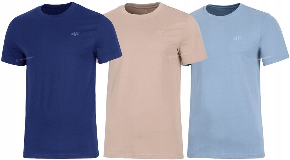4F Zestaw 3Szt. 3-Pak Męska Koszulka T-Shirt 100% Bawełna / Rozm Xl