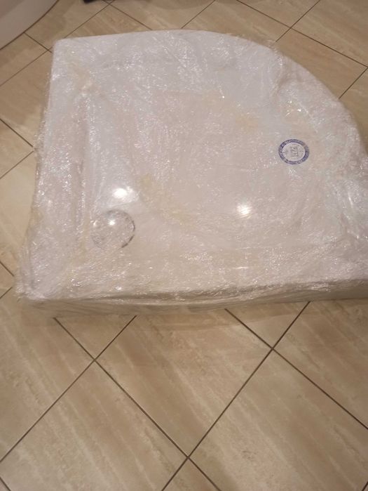 NOWY BRODZIK  90  półokrągły, biały wraz z syfonem