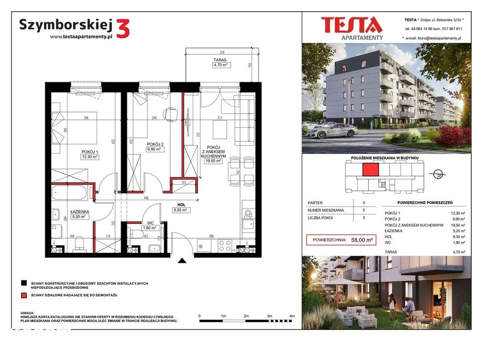 Mieszkanie 3 pokojowe obok Skweru/Parku, Duża Komórka GRATIS