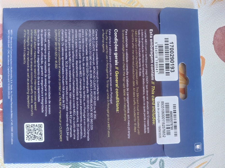 Cartão Internet ilimitado MEO