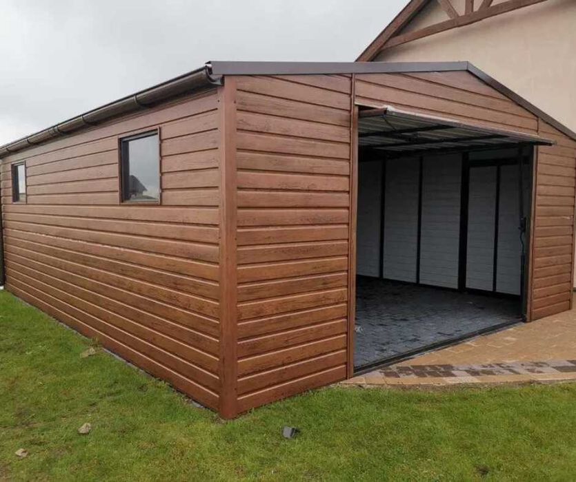 Garaż blaszany 5x6 drewnopodobny jednostanowiskowy