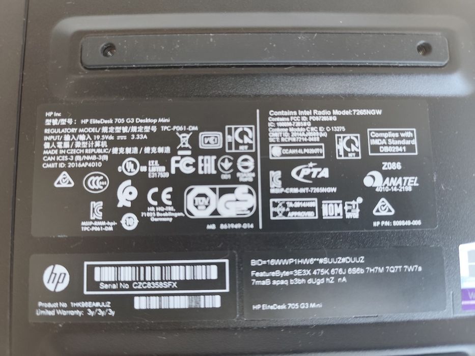 Міні комп'ютер hp 705 g3 на ddr4