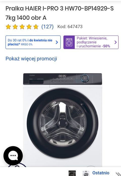 Nowa pralka +transport