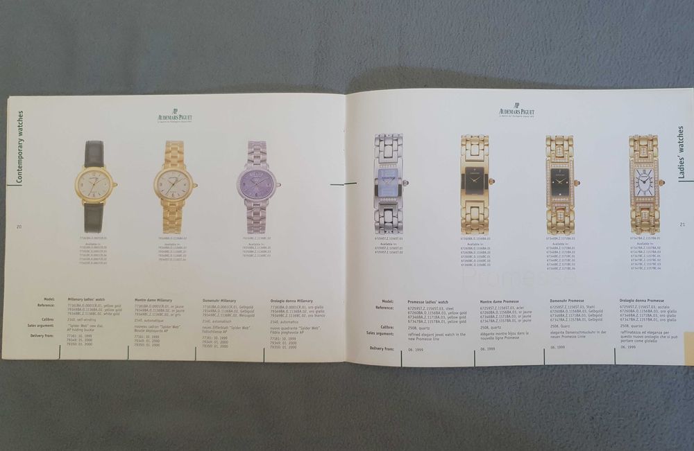 AP - Audemars Piguet - Catálogo / Livro OFICIAL de relógios - 1999
