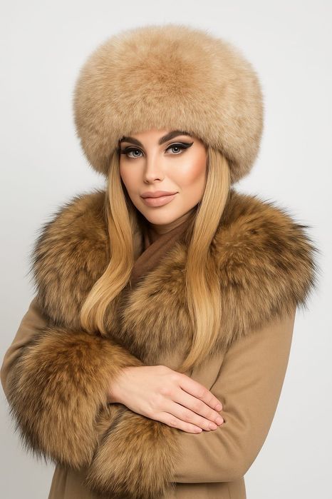 Luksusowa czapka z alpaki – 100% naturalne futro i skóra, rękodzielo