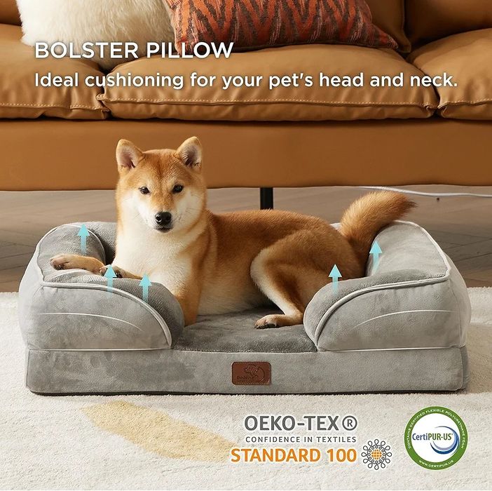 Bedsure Orthopaedic Dog Bed, Ergonomiczna sofa dla psa 71 x 58 cm