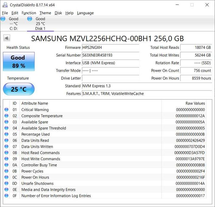 Samsung PM9A1 256GB NVMe SSD PCIe Gen4x4 980 PRO OEM