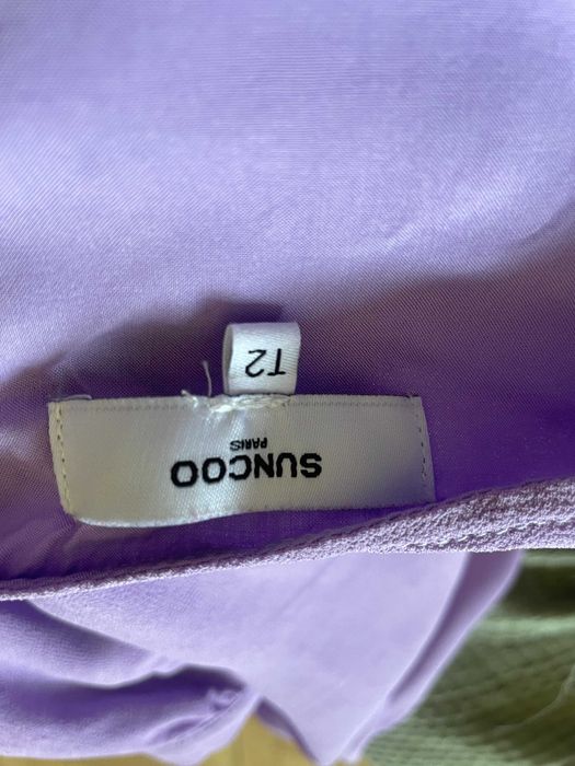 Liliowa sukienka z wiskozy, francuski Vintage.