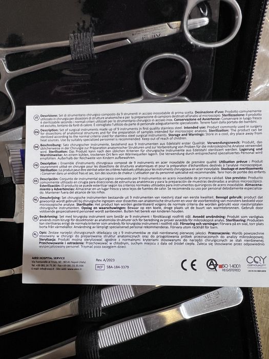 Kit de Dissecação Profissional AIESI (9 peças) - Novo