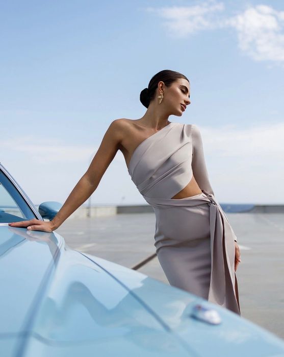 Sukienka Kasa dress midi, pudrowy róż, S / na wesele, uroczystości