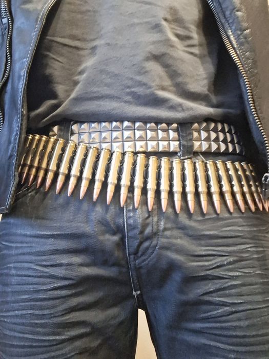 Bullet belt pas z nabojami ammo belt pas rockowy metal punkowy 308 win