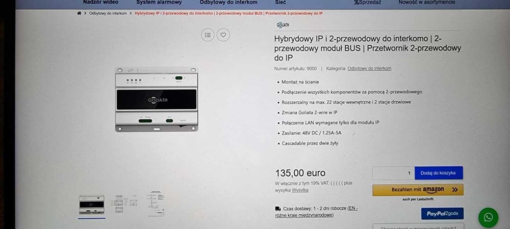 Goliath Hybrydowy IP  2-przewodowy do interkomom 2 bus moduł IP switch