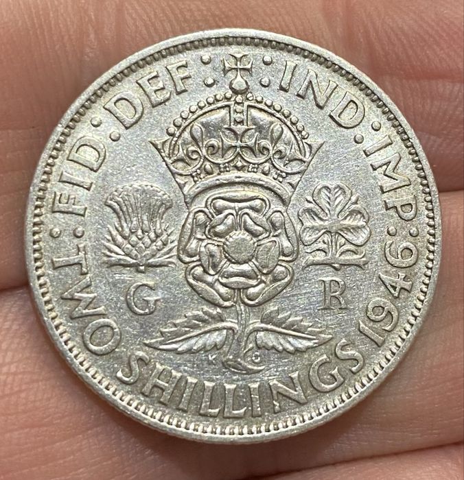 British Two Shilling Coin, 1946, Silver