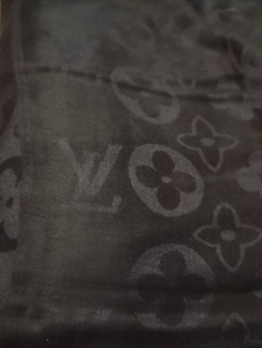 Шаль палантин  Louis Vuitton чорний , шарф сливовий Basic
