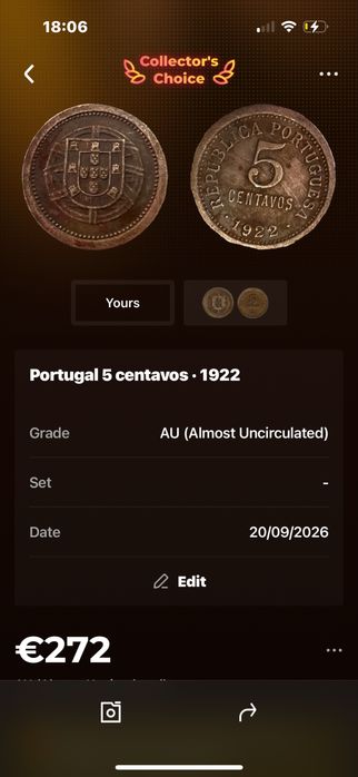 Moeda de 5 centavos ano 1922
