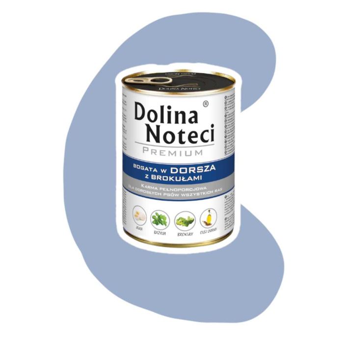 Dolina Noteci Premium Bogata w dorsza z brokułami 12x400g Dorsz pełnoporcjowa karma dla dorosłych psów wszystkich ras