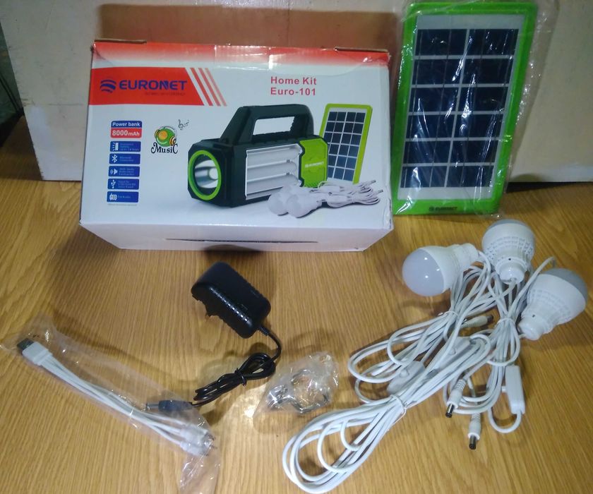 Лампа- Фонарь EURO-101, солнечная панель, повербанк.