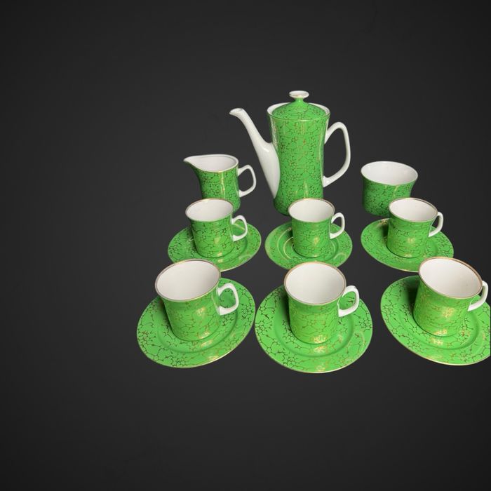 Serwis do kawy dla 6 os Włocławek marmurek złocenia B4/100601