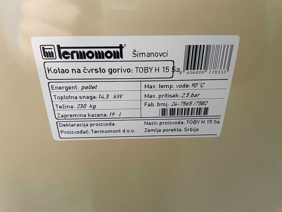 Piec na pellet z płaszczem TERMOMONT TOBY H 15kW Beżowy - II Gatunek