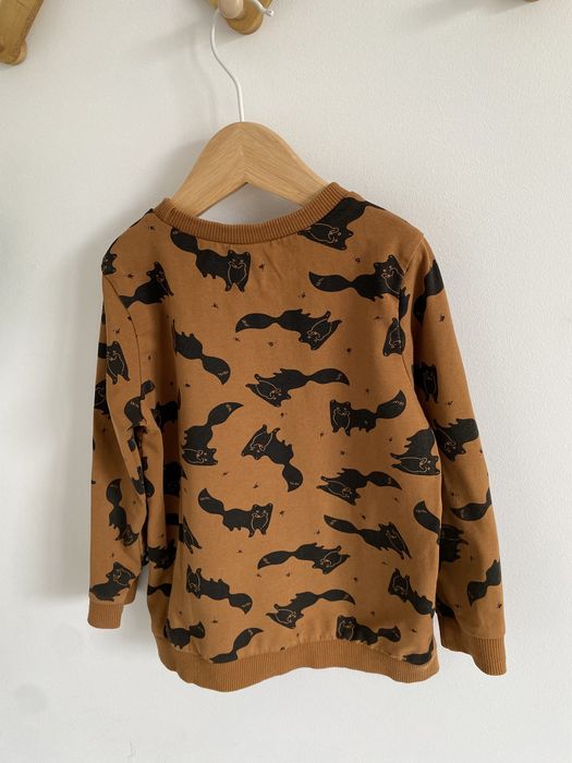 Bluza Pompdelux 98 beżowa musztardowa  w lisy czarne