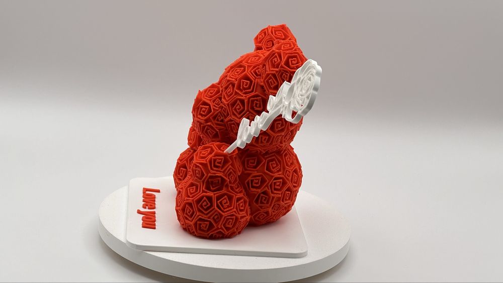 Ведмідь з троянд Love You | 3D фігурка | Оригінальний подарунок